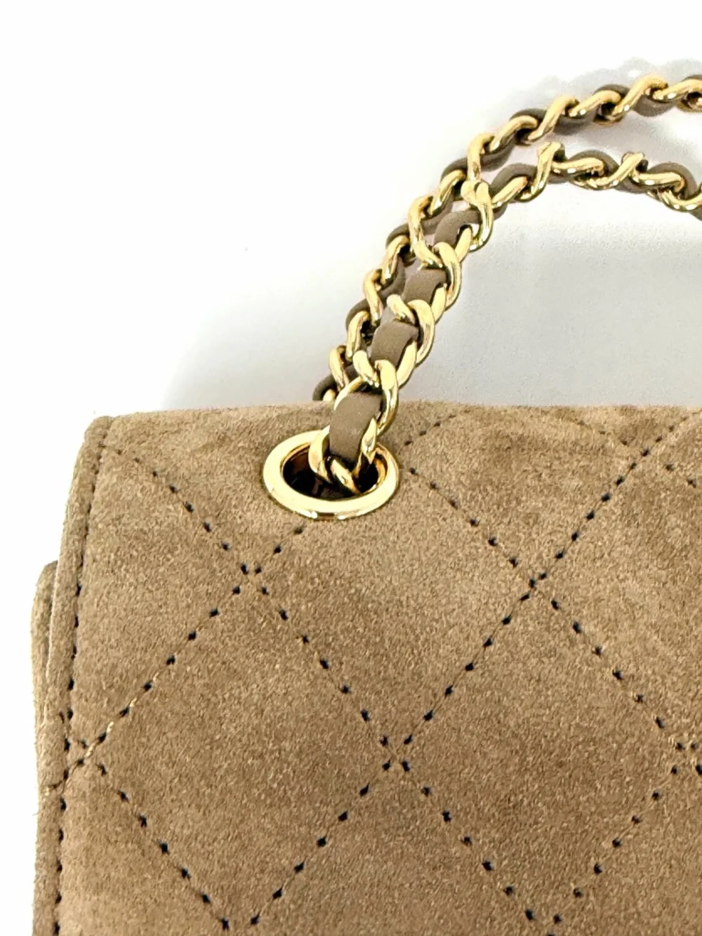 CHANEL Suede Calfskin & Gold-Tone Metal Small Flap Bag